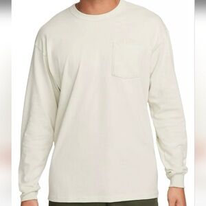 Nike sportswear premium essentials cotton long sleeve shirt mens white